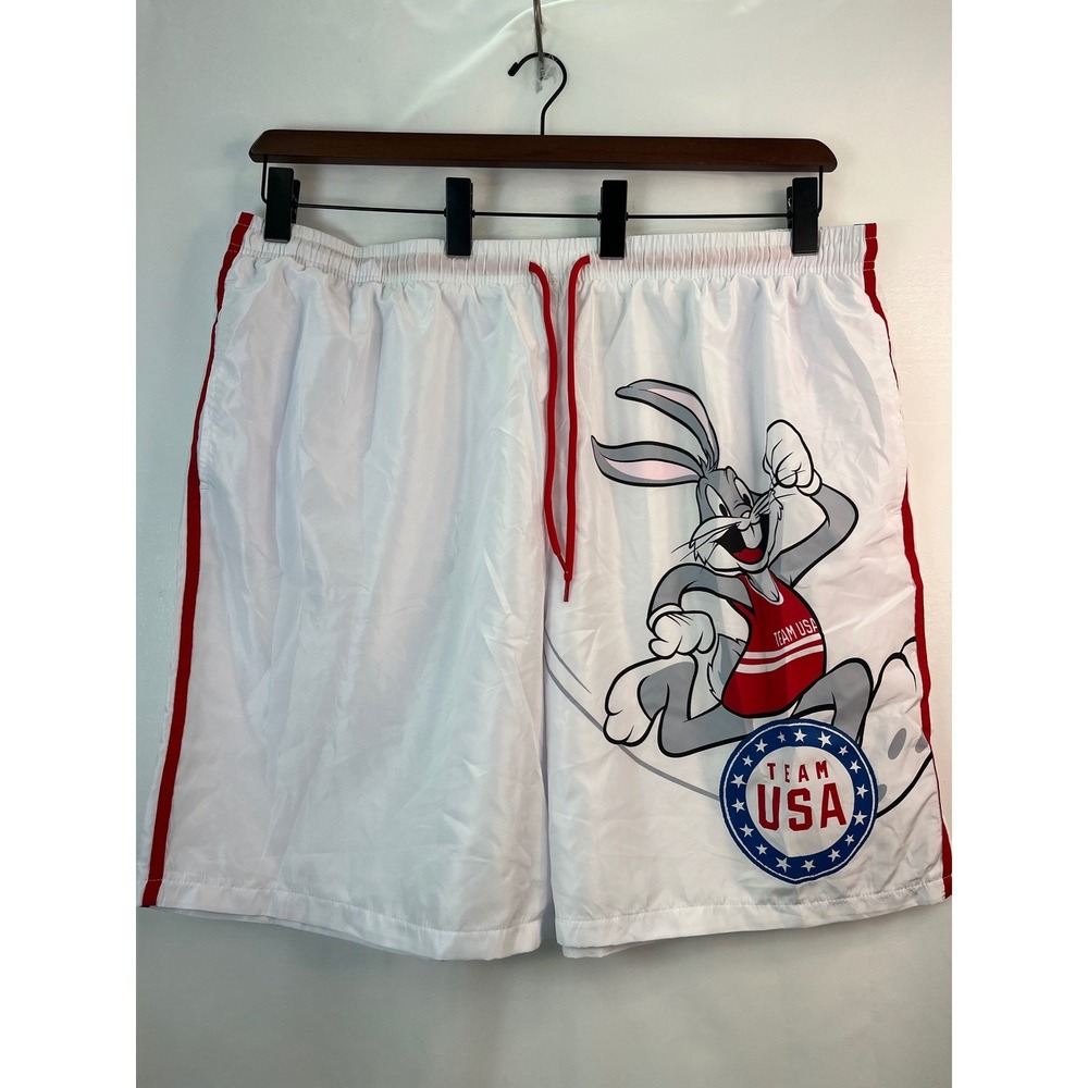 Looney Tunes Bugs Bunny Team USA White XXXL‎ Shorts Mens Basketball Olympics VTG